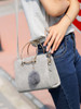 Casual Gold Round Handle Fur Ball Crossbody Bag