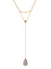 Casual Stone Drop Pendant Two Layers Necklace