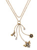 Casual Bee And Floral Pendant Layer Necklace