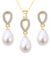 Casual Water-Drop Pearl Zircon Necklace And Earring