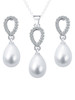 Casual Water-Drop Pearl Zircon Necklace And Earring