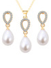 Casual Water-Drop Pearl Zircon Necklace And Earring