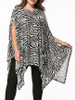 Casual Zebra Printed Asymmetric Hem Boat Neck Plus Size T-Shirt