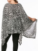 Casual Zebra Printed Asymmetric Hem Boat Neck Plus Size T-Shirt