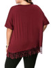 Casual Loose Fringe Pocket Round Neck Plain Plus Size T-Shirt