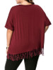 Casual Loose Fringe Pocket Round Neck Plain Plus Size T-Shirt