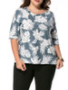 Casual Round Neck Floral Leaf Printed Plus Size T-Shirt