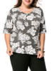 Casual Round Neck Floral Leaf Printed Plus Size T-Shirt