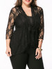 Casual See-Through Lace Plain Plus Size Blouse