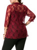 Casual See-Through Lace Plain Plus Size Blouse