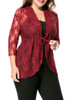 Casual See-Through Lace Plain Plus Size Blouse