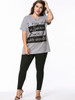 Casual Loose V-Neck Stylish Letters Printed Plus Size T-Shirt