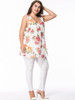 Casual Scoop Neck Racerback Chiffon Floral Plus Size T-Shirt