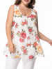 Casual Scoop Neck Racerback Chiffon Floral Plus Size T-Shirt