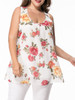 Casual Scoop Neck Racerback Chiffon Floral Plus Size T-Shirt