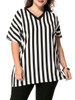 Casual V-Neck Vertical Striped Plus Size T-Shirt