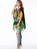Casual Round Neck Colorful Flower Printed Chiffon Plus Size T-Shirt