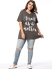 Casual V-Neck Stylish Letters Printed Plus Size T-Shirt