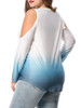 Casual Designed Gradient Open Shoulder Plus Size T-Shirt