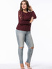 Casual Round Neck Hollow Out Plain Plus Size T-Shirt