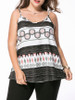 Casual Spaghetti Strap Printed Plus Size T-Shirt