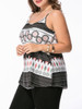 Casual Spaghetti Strap Printed Plus Size T-Shirt