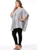 Casual Oversized Plain Round Neck Batwing Sleeve Plus Size T-Shirt