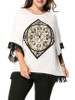 Casual Loose Round Neck Fringe Printed Plus Size T-Shirt