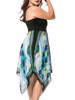 Casual Spaghetti Strap Empire Asymmetric Hem Geometric Plus Size Flared Dress