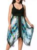 Casual Spaghetti Strap Empire Asymmetric Hem Geometric Plus Size Flared Dress