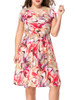 Casual Round Neck Elastic Waist Plus Size Flared Dress In Abstract Print