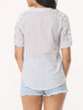 Casual Hollow Out Striped Exquisite V Neck Short-sleeve-t-shirt
