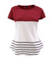 Casual Color Block Striped Short Sleeve T-Shirt