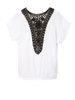 Casual Round Neck Patchwork Hollow Out Short Sleeve T-Shirt