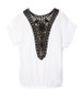 Casual Round Neck Patchwork Hollow Out Short Sleeve T-Shirt