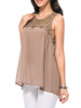 Casual Simple Patchwork Hollow Out Solid Round Neck Sleeveless T-Shirt