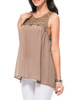 Casual Simple Patchwork Hollow Out Solid Round Neck Sleeveless T-Shirt