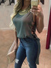 Casual Going out Open Back Solid Color Top