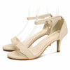 Casual Pure Color Summer Buckle Beaded Peep Toe High Heel Sandals