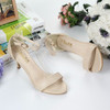 Casual Pure Color Summer Buckle Beaded Peep Toe High Heel Sandals