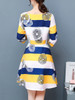 Casual Round Neck Printed Striped Skater Dress