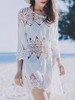 Casual Round Neck See-Through Crochet Lace Plain Tunic