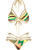Casual Halter Contrast Trim Printed Alluring Strappy Bikini