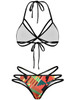 Casual Sexy Halter Strappy Contrast Trim Printed Bikini