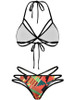 Casual Sexy Halter Strappy Contrast Trim Printed Bikini