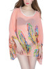 Casual Round Neck See-Through Printed Batwing Sleeve Tunic