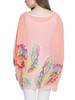 Casual Round Neck See-Through Printed Batwing Sleeve Tunic