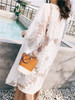 Casual Longline See-Through Crochet Plain Kimono
