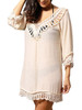 Casual Deep V-Neck See-Through Crochet Plain Tunic