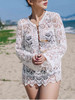 Lace-Up See-Through Crochet Plain Tunic